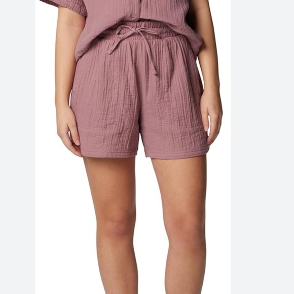 NWT Columbia Textured Mauve Shorts With 5 “ Inseam 3 Pockets Size Small - Picture 3 of 10